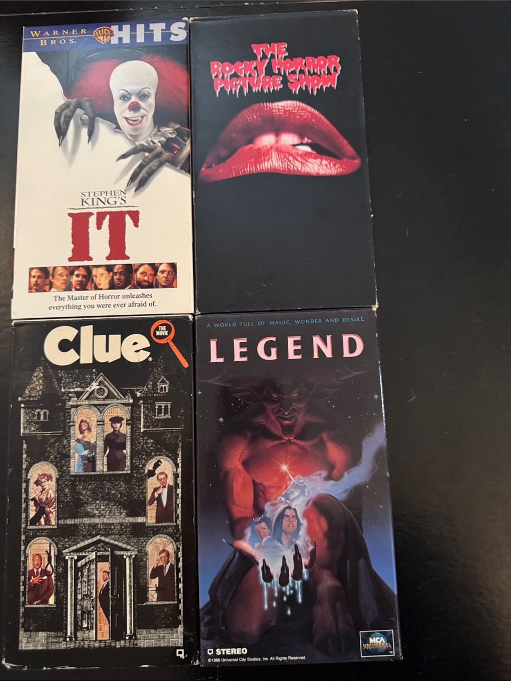 Tim Curry movie lot ~ IT, Clue, Legend, The Rocky Horror Picture Show ~ 4 VHS 📼